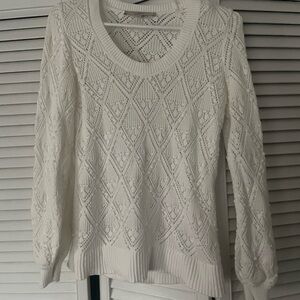 LOFT White Textured Knit Sweater